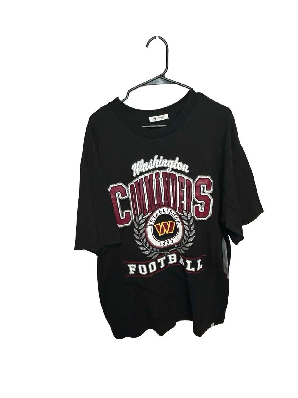 47 Brand Black Washington Commanders Graphic Tee with Maroon Accents